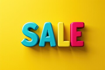 Sale text on yellow background with 3d illustration of discount offer for business promotion marketing concept