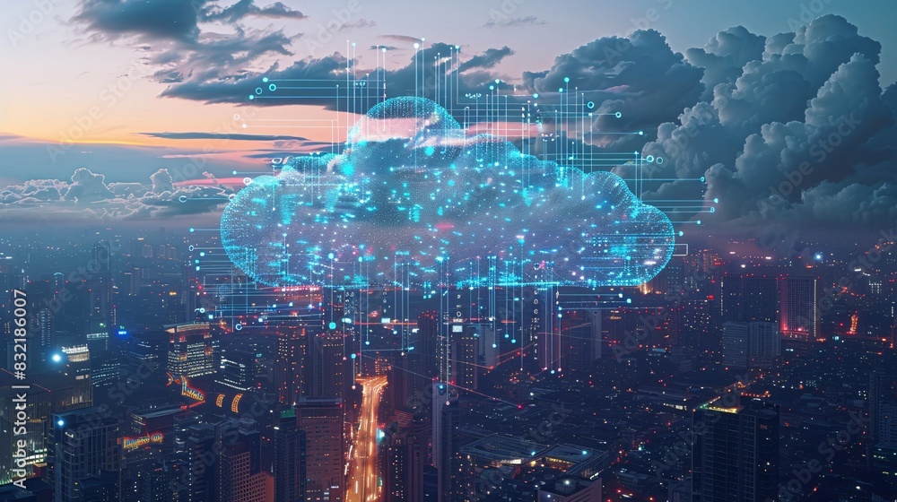 Aufkleber digital transformation change management, internet of things. new technology bigdata and business pr