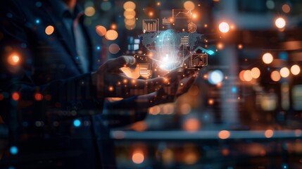 end of technology hologram in hands