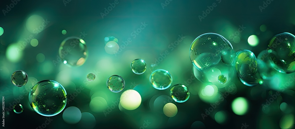 Aufkleber Abstract circular green bokeh background. Creative banner. Copyspace image