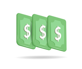 A dollar bill. The concept of saving and paying in cash.
3D vector image, symbol.