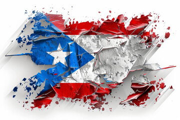 Abstract Cuba flag art with peeling paint effect