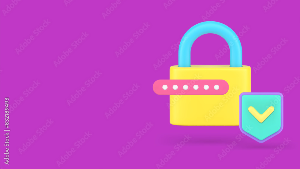 Poster data protection password identification access information security 3d icon realistic vector