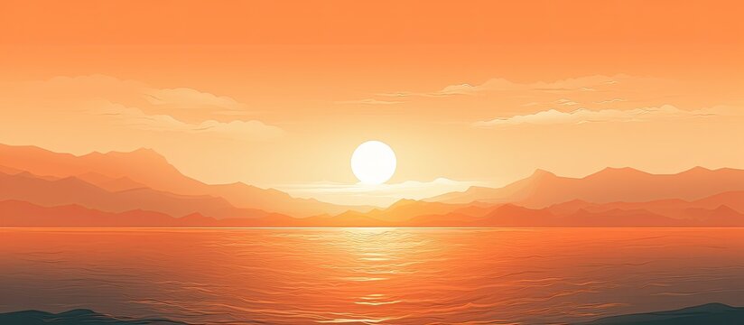 An orange sky at sunrise. Creative banner. Copyspace image