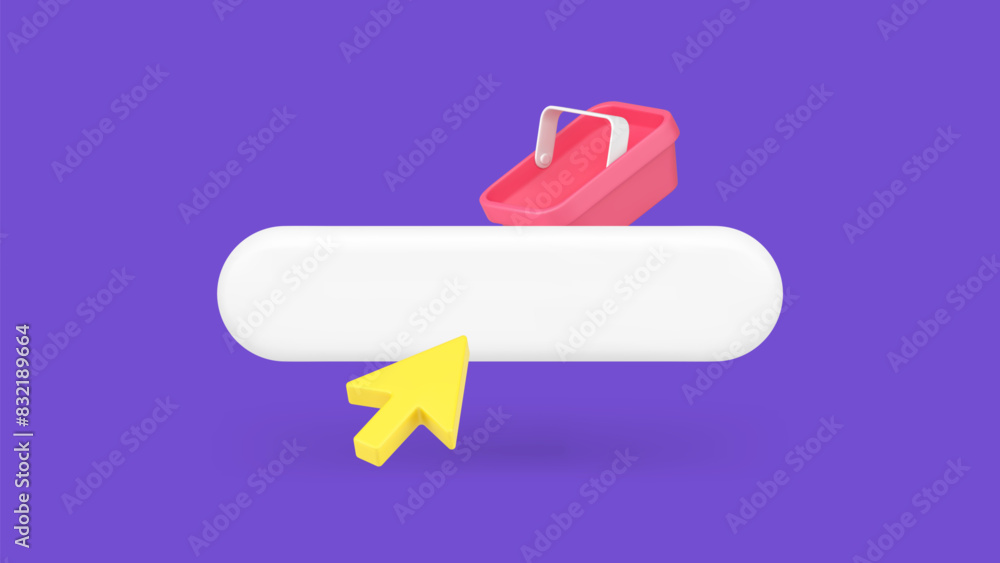 Poster goods online shopping internet search browser field window arrow cursor 3d icon realistic vector