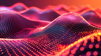 3D rendering of abstract digital wave with particles , Wave of particle , Futuristic background ,Abstract polygonal space low poly dark background with connecting dots and lines