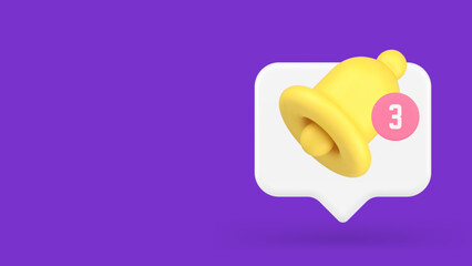 Incoming reminder alert sound notification application ring bell message inbox 3d icon vector