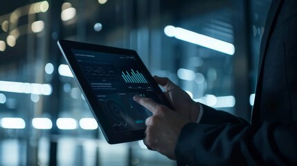 The businessman analyzing data