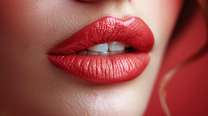 Obraz premium Close-up of perfect Beautiful plump lips on a woman's face.
