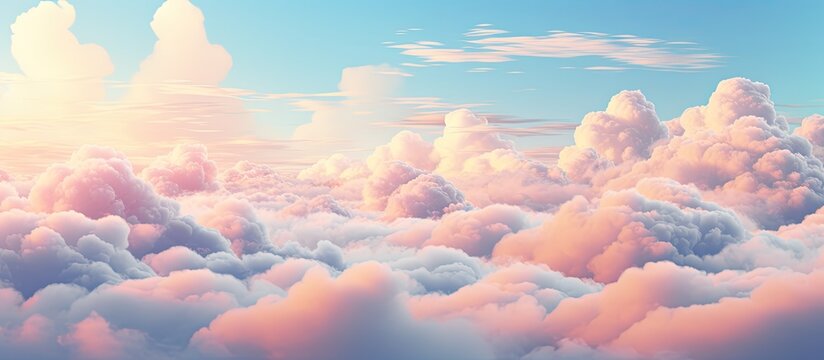 blue sky and cloud Pastel style sky and clouds Freshness of the new day Bright blue background Relaxing feeling like being in the sky. Creative banner. Copyspace image