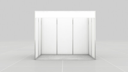 Blank Plane Octonorm Stall for Exhibition or Event or promotional activities. 3D octonorm booth design for mockup 3x2m booth. Blank Exhibition Trade Show Booth.