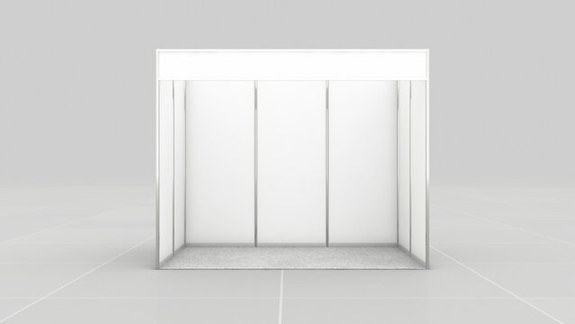 Blank Plane Octonorm Stall for Exhibition or Event or promotional activities. 3D octonorm booth design for mockup 3x2m booth. Blank Exhibition Trade Show Booth.