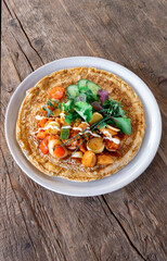 Big Pancake Dutch Holland Netherlands BBQ Greens Chicken Meat Pepper Tomato