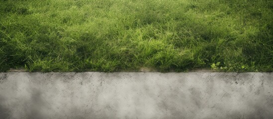 Grass with cement floor texture. Creative banner. Copyspace image