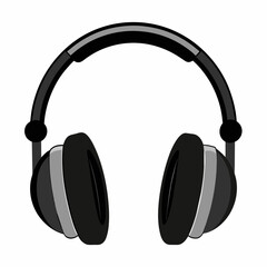 Black headphones vector illustration on a white background 