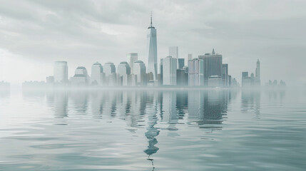 Obraz premium Serene Metropolis Reflection.