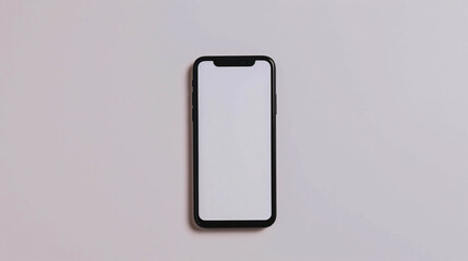 A smartphone with a blank screen set against a clean white background, highlighting simplicity and modernity