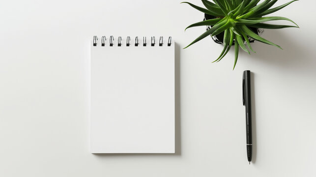 A minimalist notepad placed on a plain white background, creating a clean area for text around it