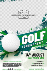 Golf tournament poster template with ball