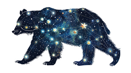 Illustration of a Bear Constellation on White Background.