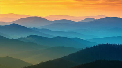 Sweeping mountain landscape at sunset