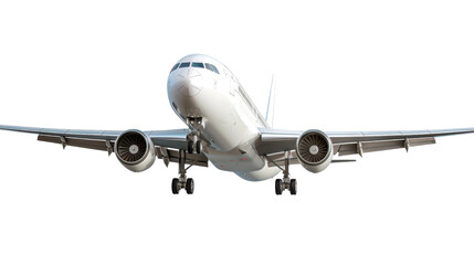 Wide body passenger airliner flying