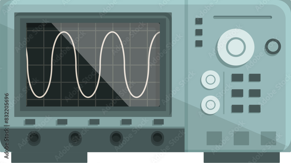 Poster detailed vector graphic of an oscilloscope displaying waveforms, perfect for technical and education