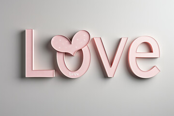 Word "LOVE" elegantly spelled out in bold, monochromatic letters on a smooth, neutral background, evoking a sense of simplicity and timeless emotion.
