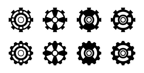 Black and white gears. Working mechanism vector.