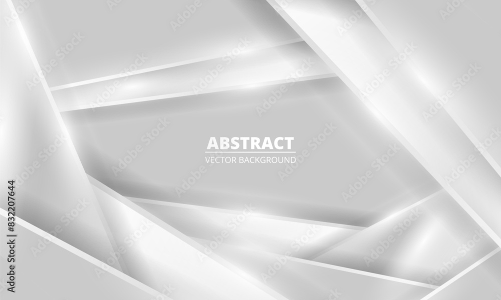 Poster silver luxury abstract background with geometric shapes and shadows. modern light silver color banne