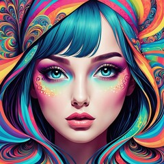 Eye-Catching Beauty of a woman with makeup and Vibrant Short Hair