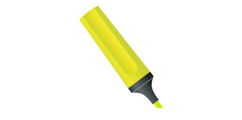 Yellow School Highlighter Marker Flat Style Vector Illustration.	