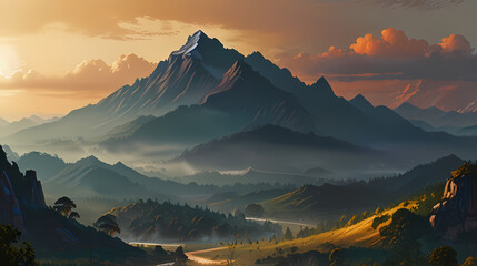 Mountain View Illustration Background