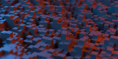 Obraz premium Abstract geometric background with colored light. Futuristic blocks design