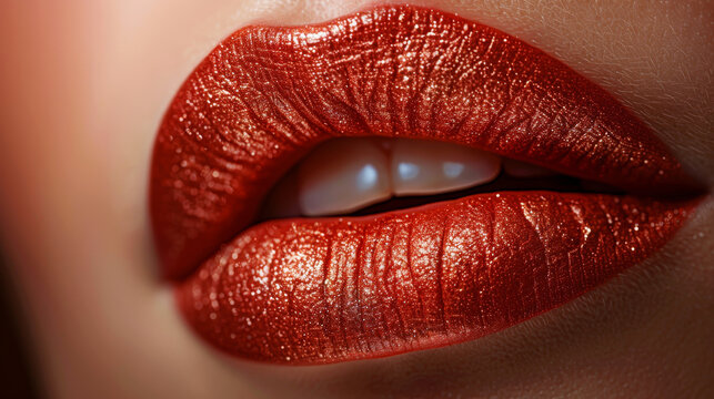 Close-up of perfect Beautiful plump lips on a woman's face.