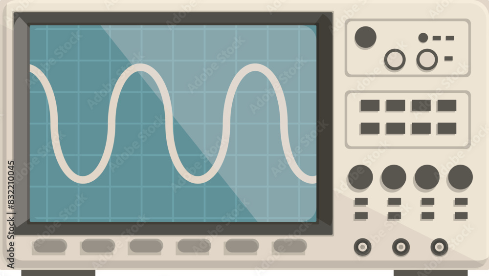 Poster detailed digital oscilloscope vector illustration with flat design for electronics measurement and t