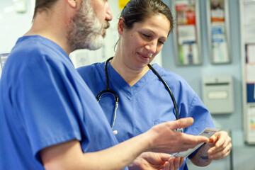 Healthcare professionals discussing in a medical practice