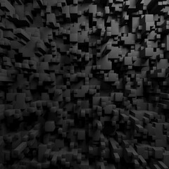 Dark squares abstract background wall of cubes