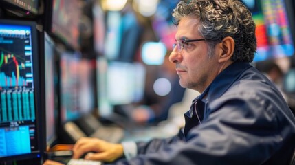 Fototapeta premium An algorithmic trader deploying automated trading algorithms to execute trades at lightning speed --ar 16:9 --style raw Job ID: 3012960c-87f9-4b4d-b412-97e2df56af55