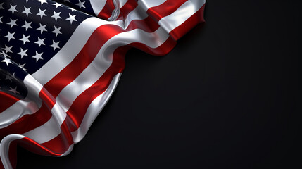 Folded American Flag on Black Background, Memorial Day