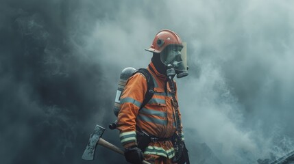 Obraz premium The firefighter in action