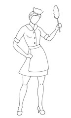 Housemaid graphic black white isolated sketch illustration vector