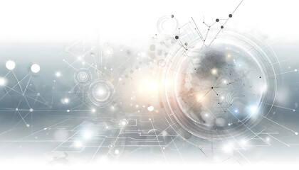 Futuristic Connected World Backdrop: Digital Nodes, Abstract Geometrics, and Network Lines