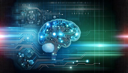 Futuristic Artificial Intelligence Background with Neural Networks and Holographic Brain Patterns