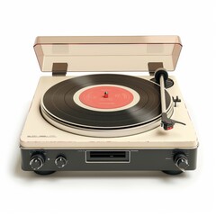Fototapeta premium Retro styled turntable record player with dust cover