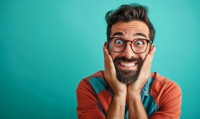 Surprised Man with Glasses Expressing Shock and Awe