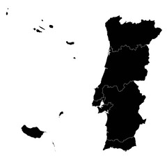 Map of regions of Portugal. Vector illustration.