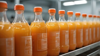 bottle, drink, isolated, orange, juice, glass, liquid, water, white, plastic, beverage, object, container, health, medicine, food, red, healthy, fruit, blood, diet, factory, medical, color, soda
