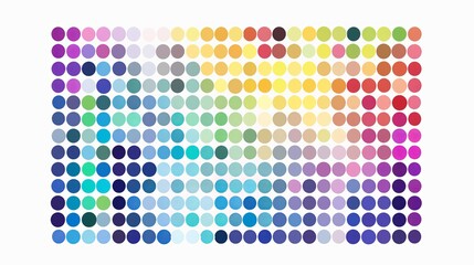 palette consisting of 64 distinct colors. Isolated flat illustration set against a white backdrop.