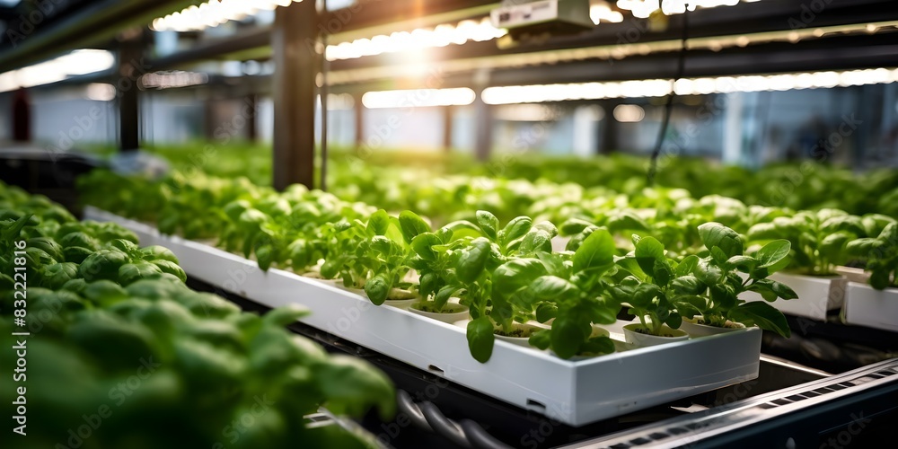 Poster utilizing robotics in a high-tech vertical farm for sustainable agriculture and efficiency. concept 
